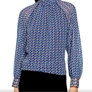 $220 Reiss Tatiana Diamond Print Blouse Size 6
